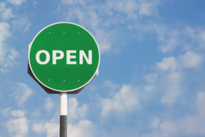 Green Open for Business Sign