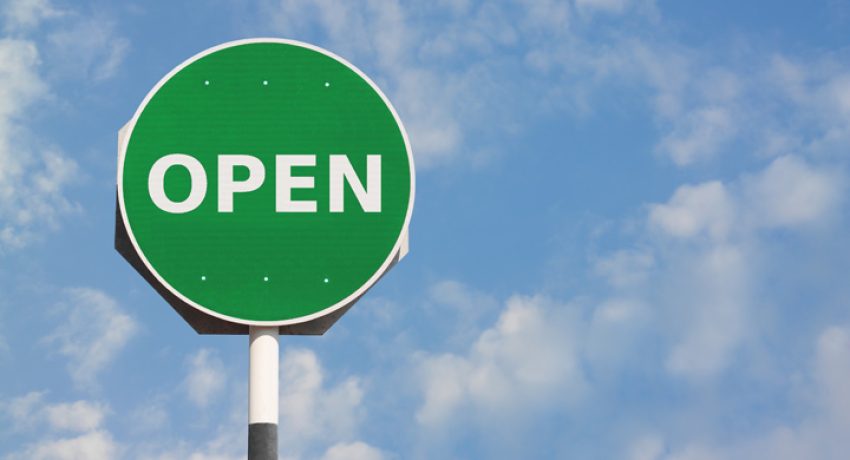 Green Open for Business Sign
